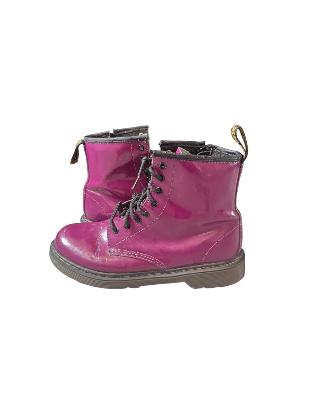 Dr. Martens Purple Whimsy Goth Zip Lace Up Patent Leather Size 4 Combat Boots